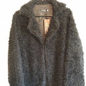 NWT Black faux fleece women’s coat